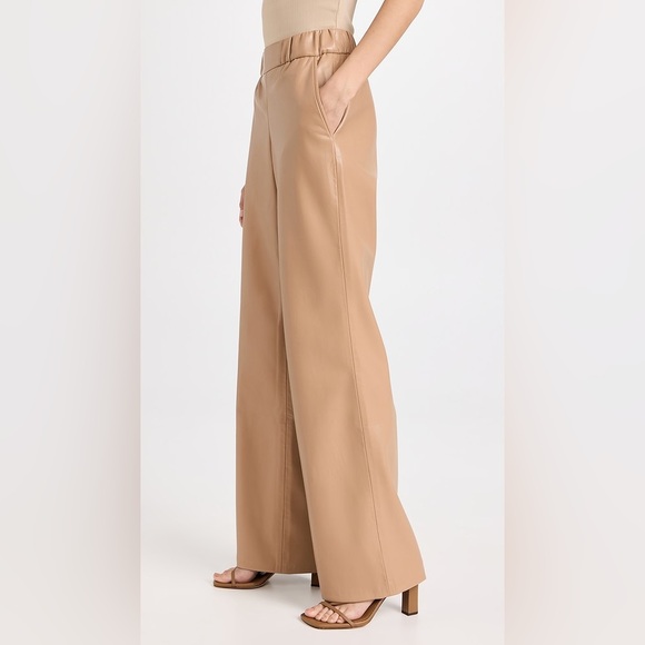 Anine Bing Classic Tan Wide-Leg Pants Vegan Leather - Picture 3 of 8